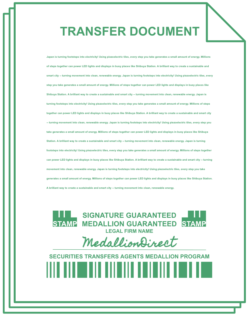 Medallion Signature Guarantee stamped transfer document
